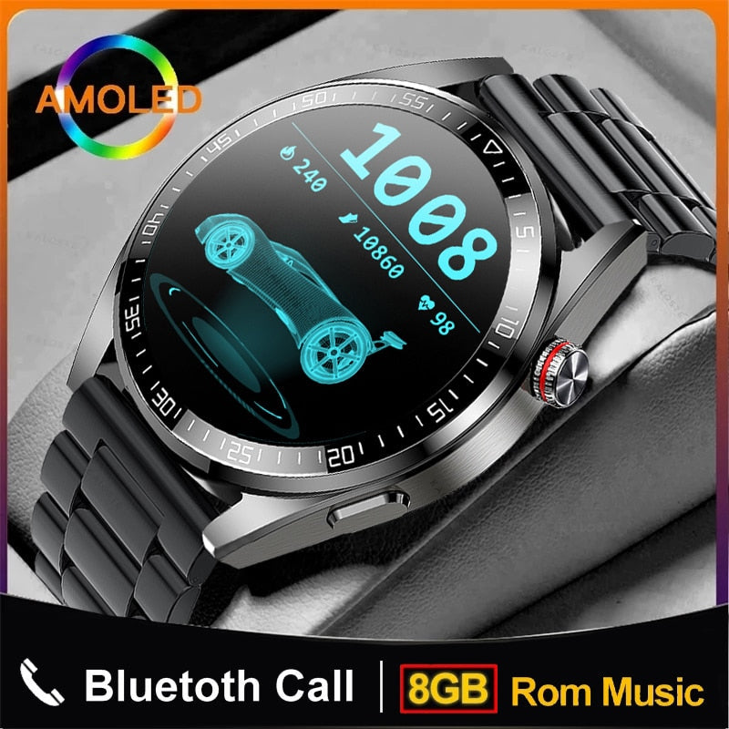New AMOLED Screen Smart Watch Men Bluetooth Call 8G