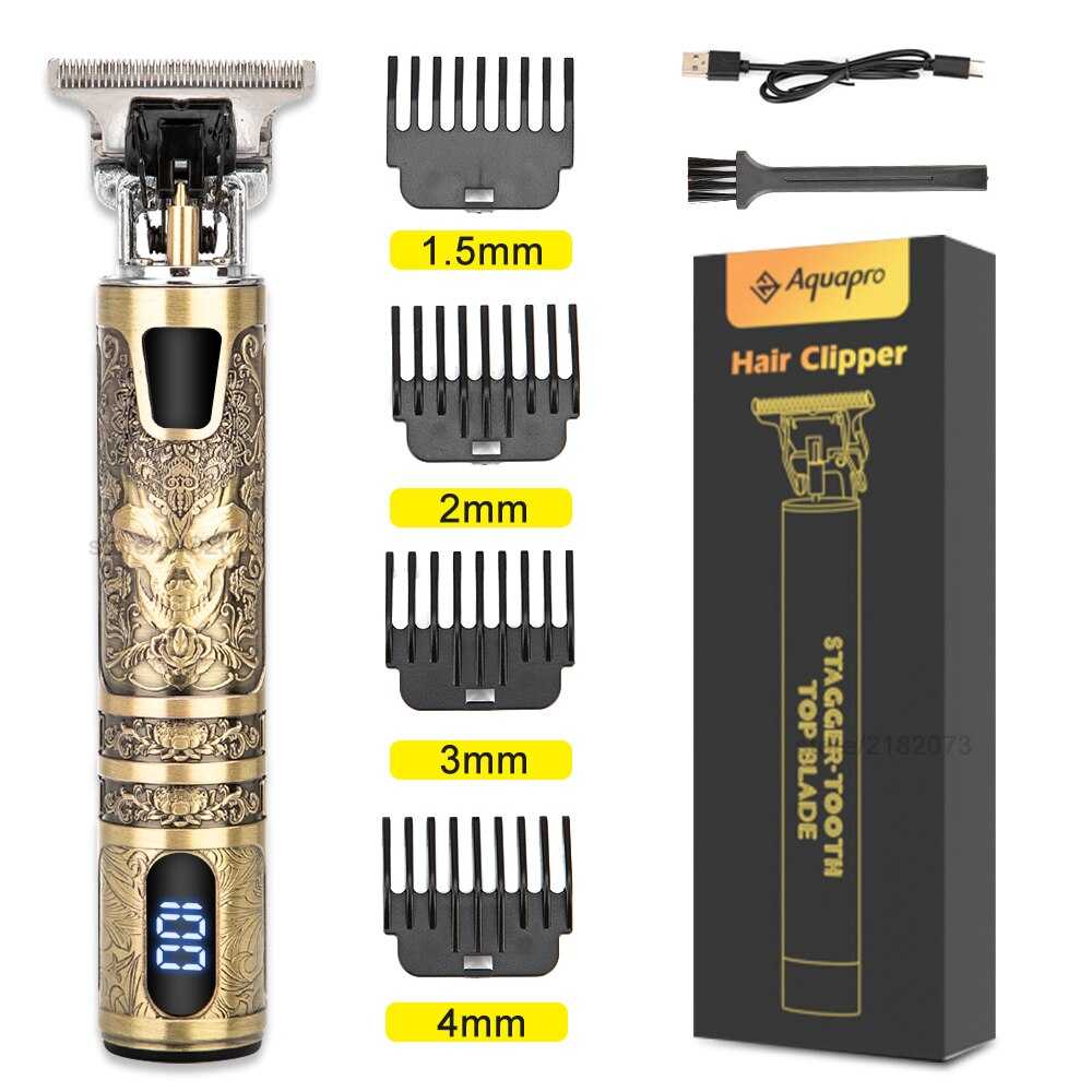 Electric Professional Hair Clipper Skeleton T9 LCD Rechargeable