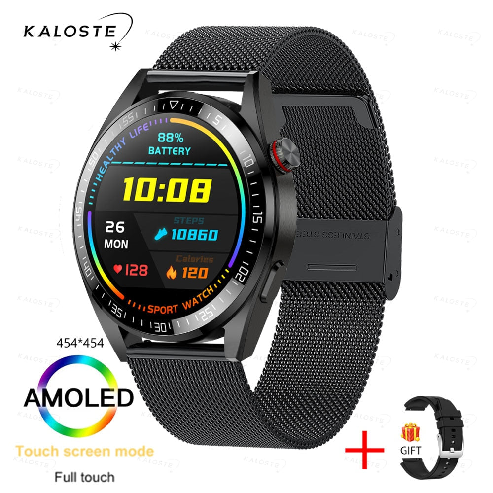 New AMOLED Screen Smart Watch Men Bluetooth Call 8G