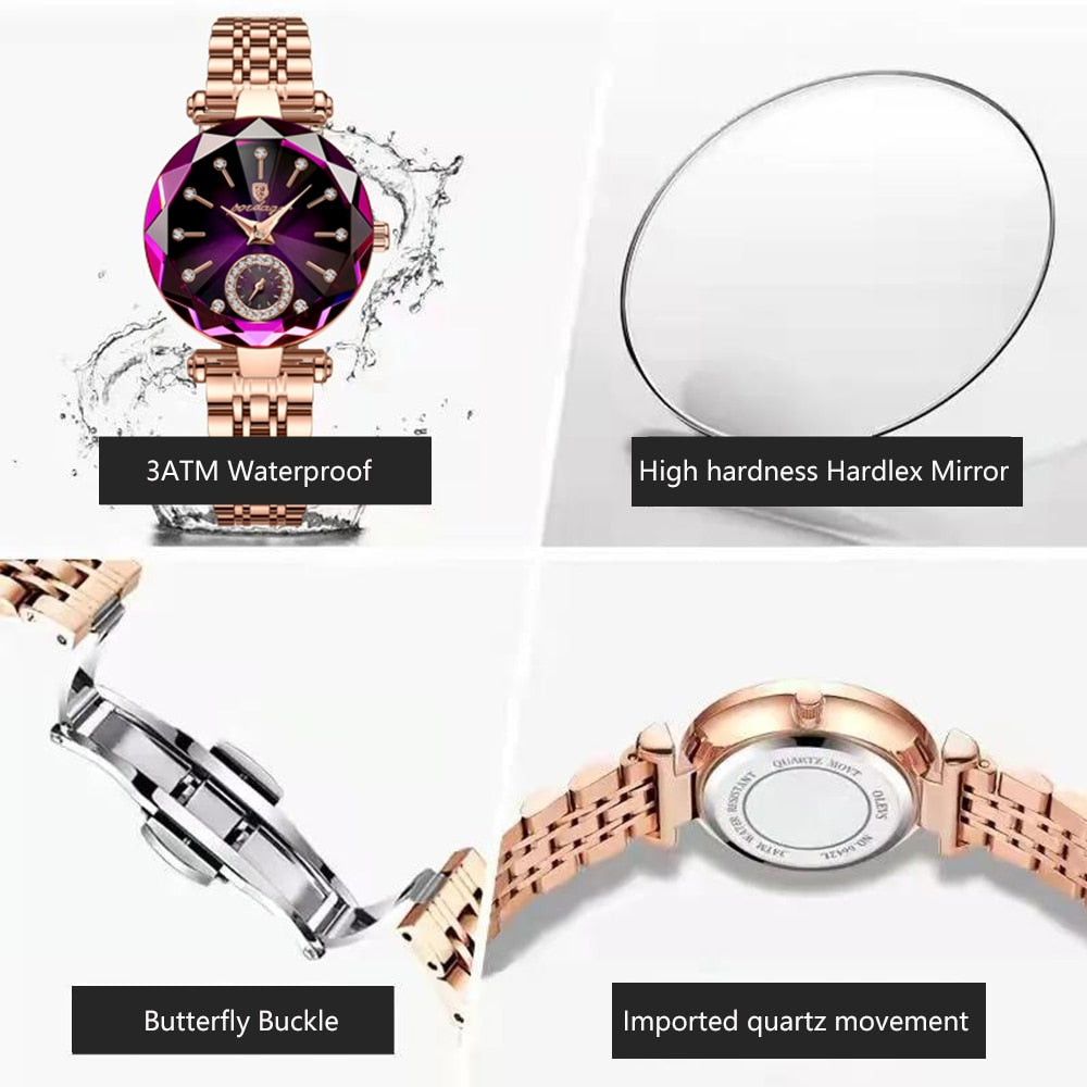 Watch for Women Luxury Jewelry Design Rose Gold Steel
