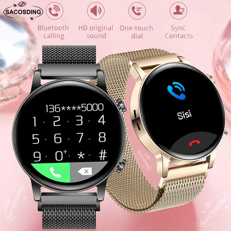 2022 New Smart Watch Women AMOLED Screen Smartwatch Bluetooth Call