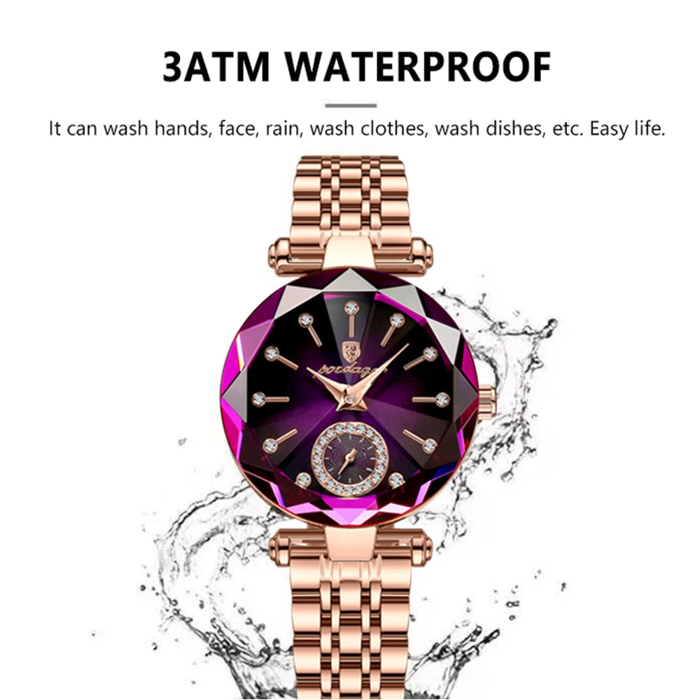Watch for Women Luxury Jewelry Design Rose Gold Steel
