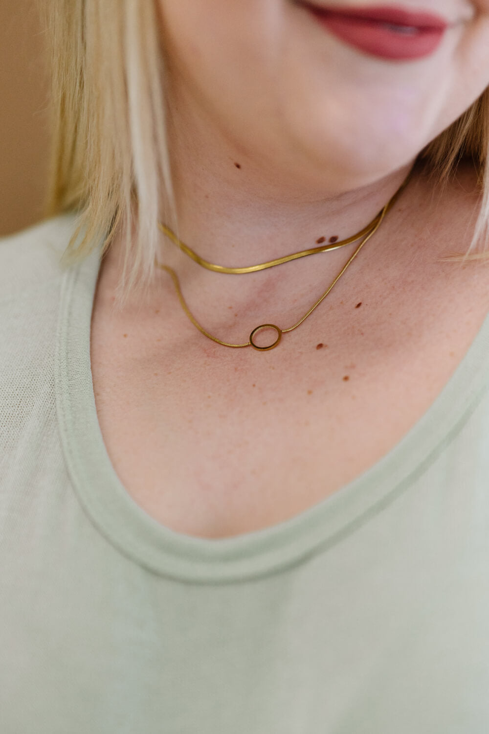 Around the Clock Circle Pendant Double Layered Necklace - TEXVIN