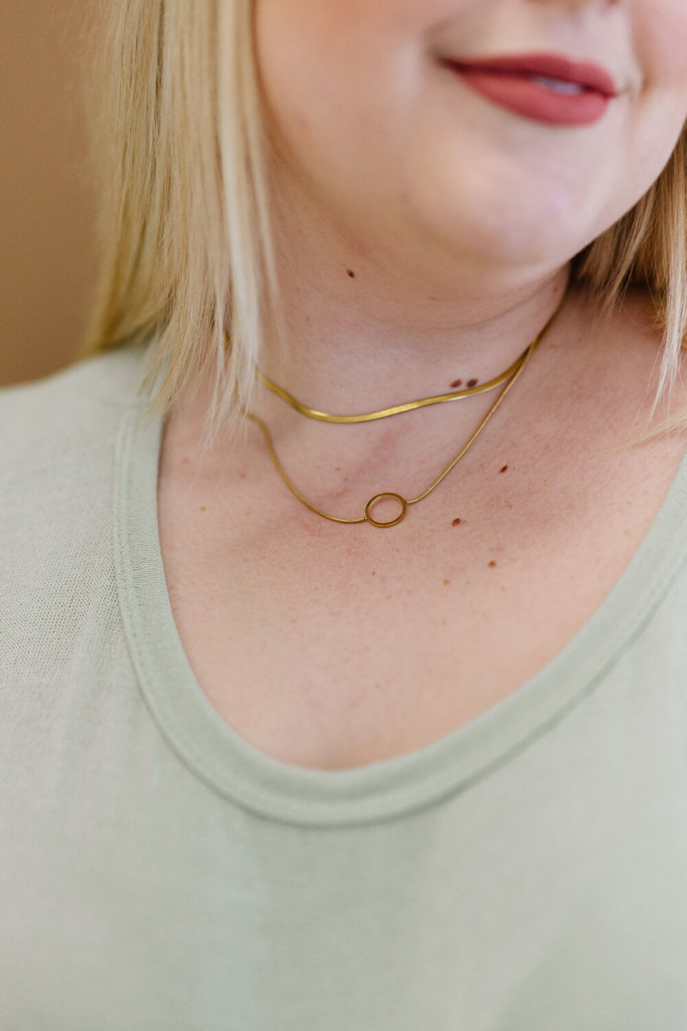 Around the Clock Circle Pendant Double Layered Necklace - TEXVIN