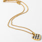 Checkerboard Heart Pendant Chain Necklace - TEXVIN