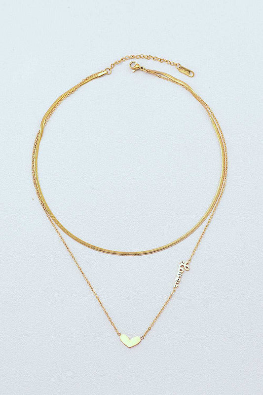 More to Give Heart Pendant Double-Layered Necklace - TEXVIN