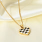Checkerboard Heart Pendant Chain Necklace - TEXVIN