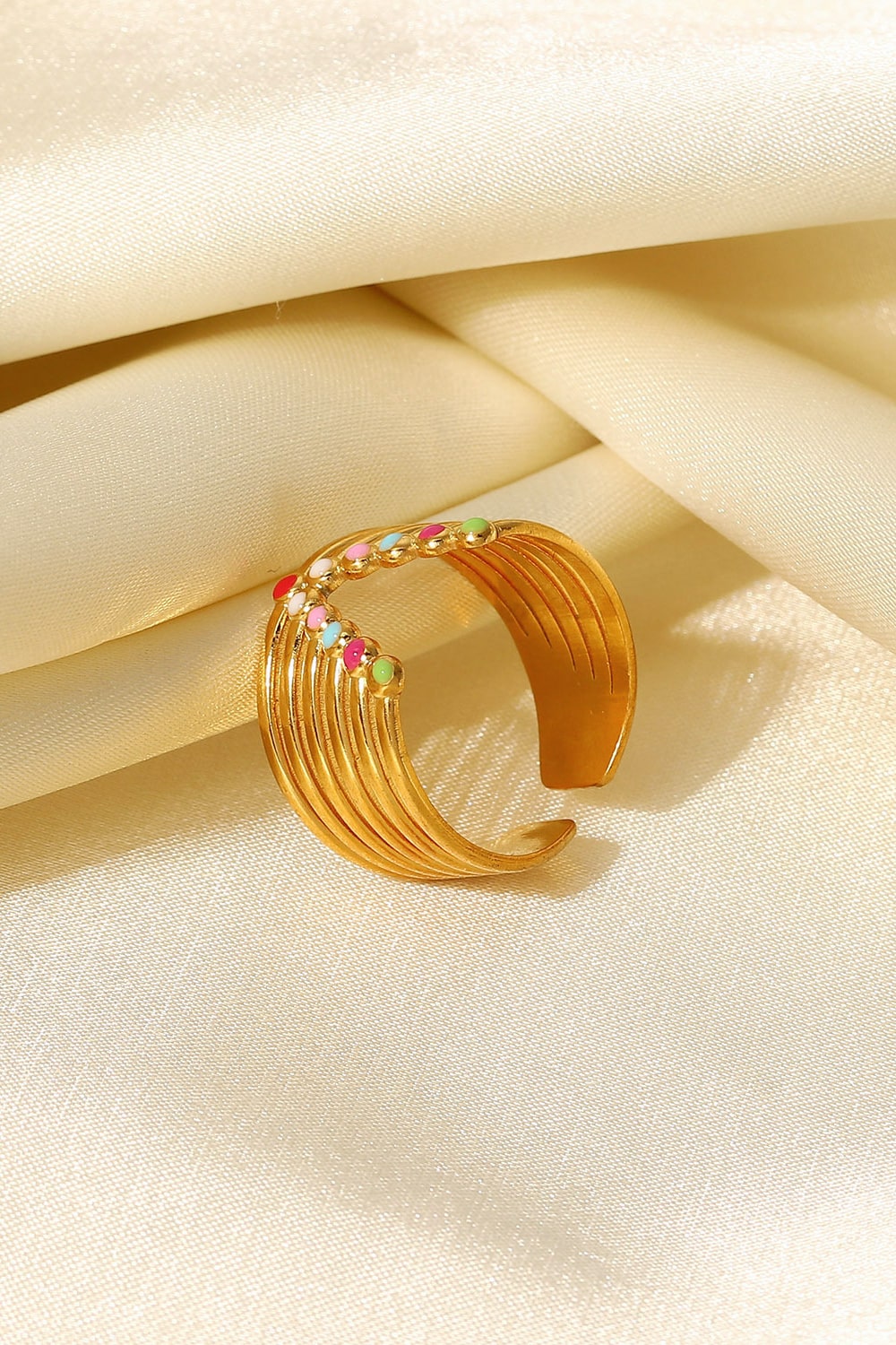Candy Skies Decorative Enamel V-Shaped Open Ring - TEXVIN