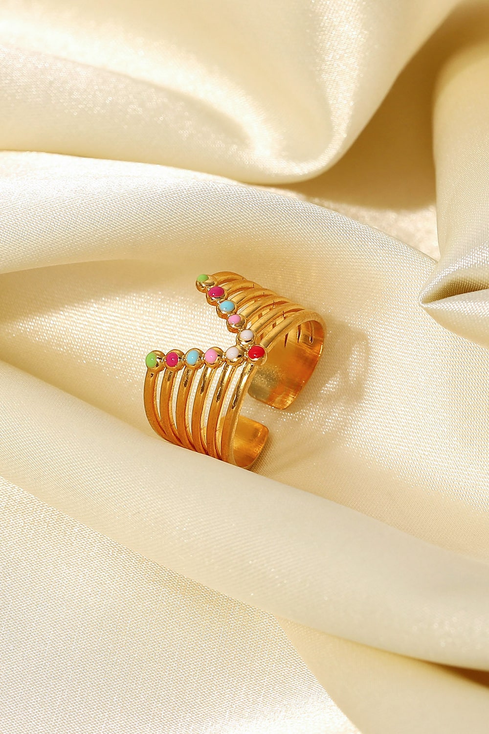 Candy Skies Decorative Enamel V-Shaped Open Ring - TEXVIN