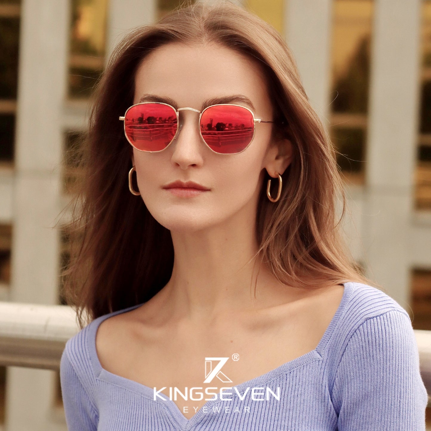 Classic Reflective Sunglasses Men Hexagon Retro