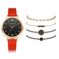 Watch Set Women 5pcs Woman Quartz Wristwatch Leather