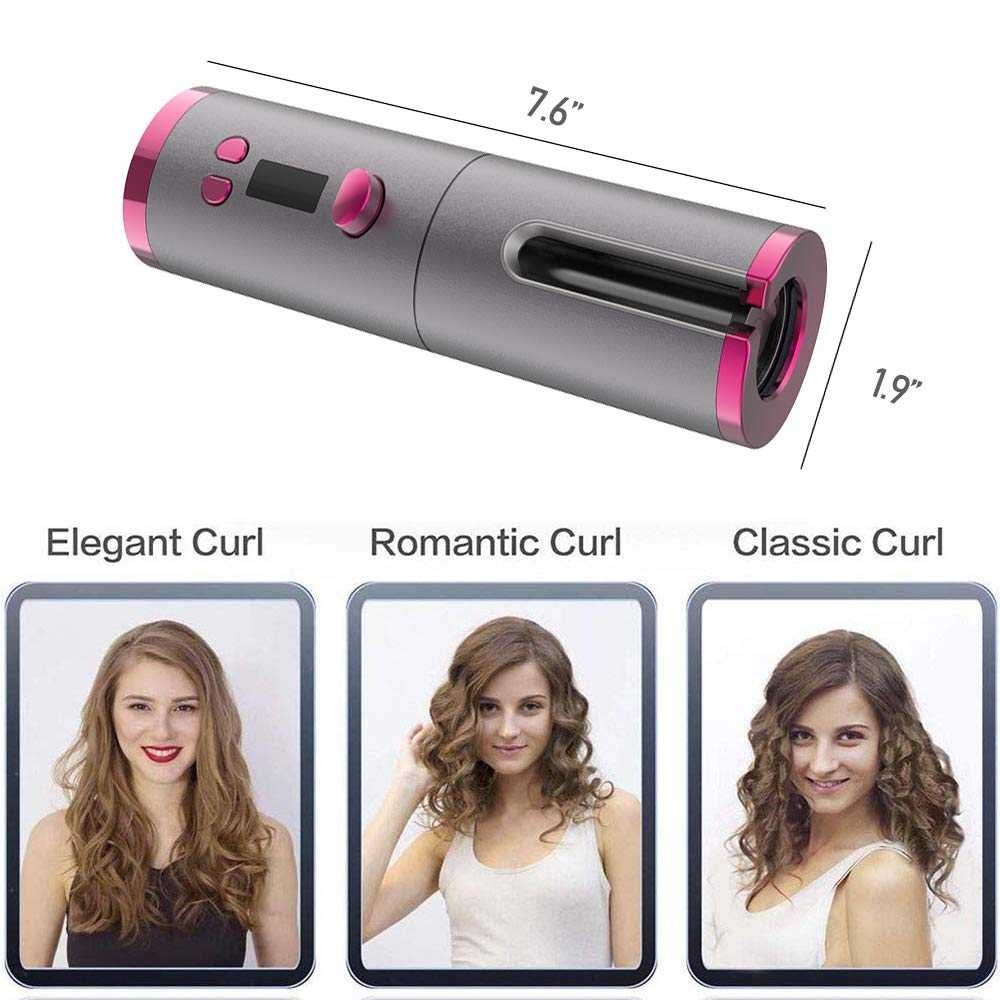 Cordless Automatic Hair Curler Portable Wireless USB Rechargeable Auto