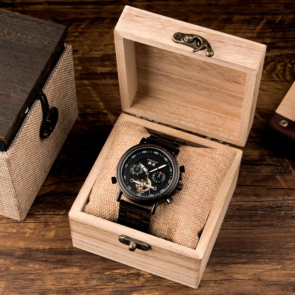 Couple Automatic Watches Wooden Stainless