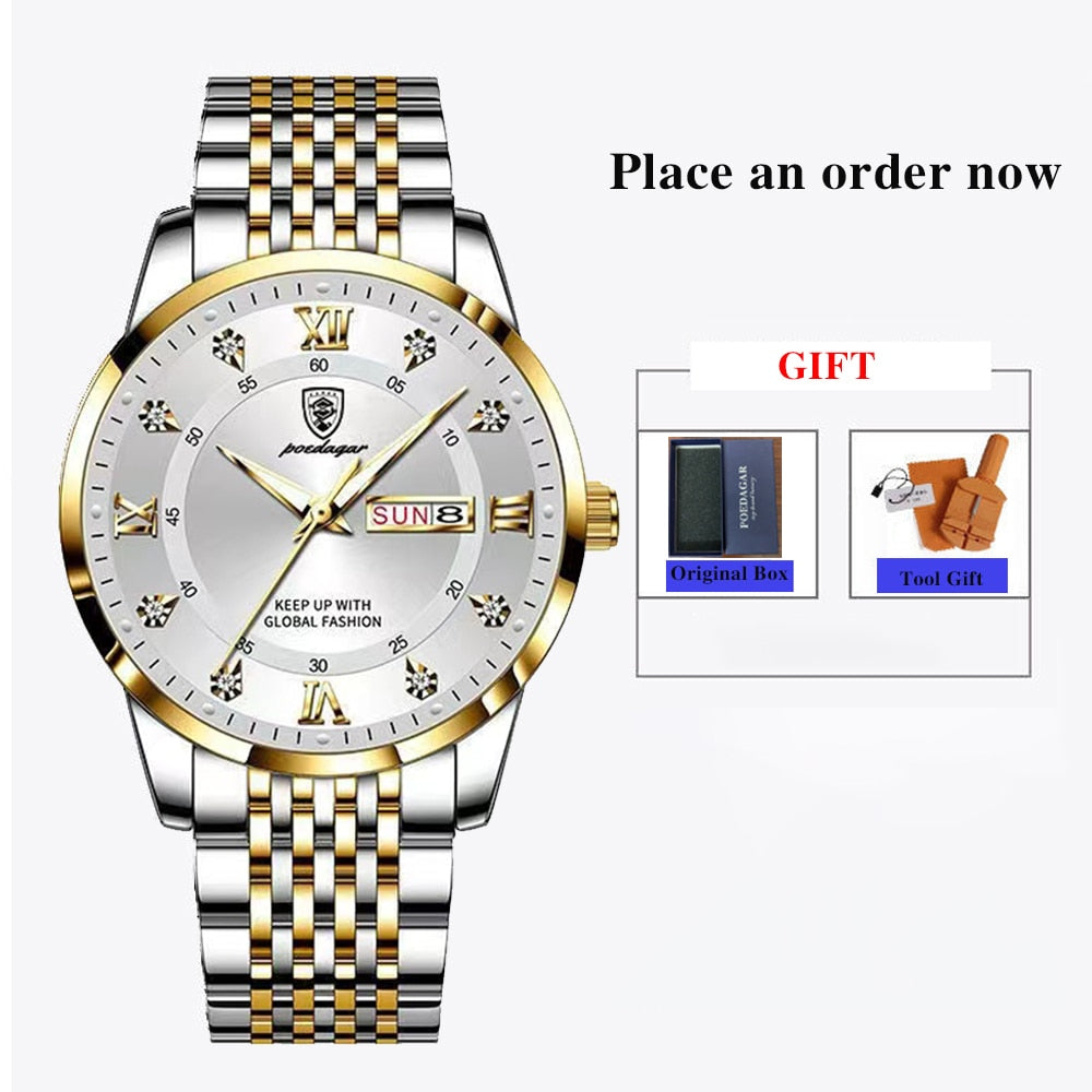 Men Watch Fashion Business Luxury Clock with Date Week Mens