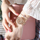 Swiss Brand Poedgagar Women Watch Stainless Steel Mesh Rose Gold