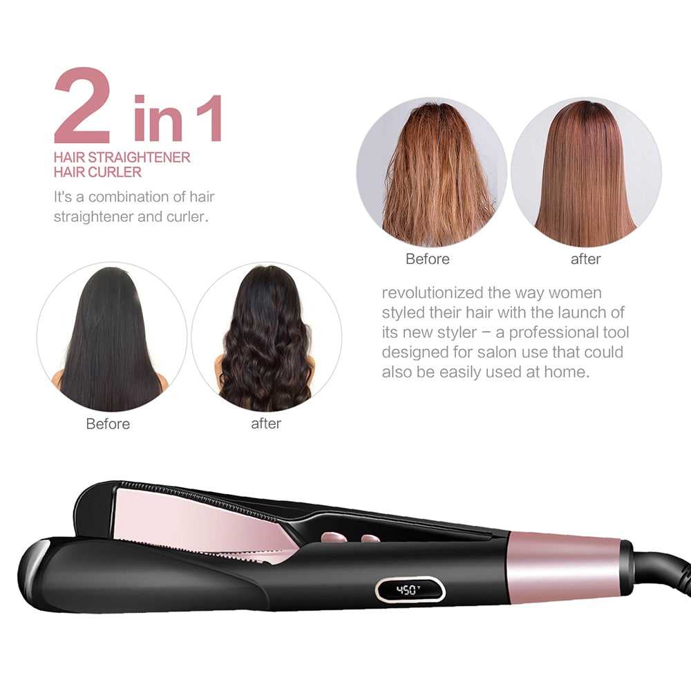 Hair Curling Brush Professional Ceramic Curler Flat Iron Hair Tools Hair Straightener