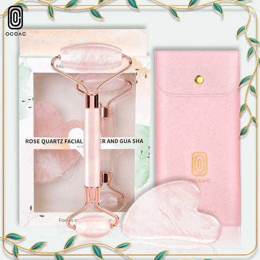 2/1pcs Gua Sha Massager for Face Rose Quartz Jade Roller Beauty