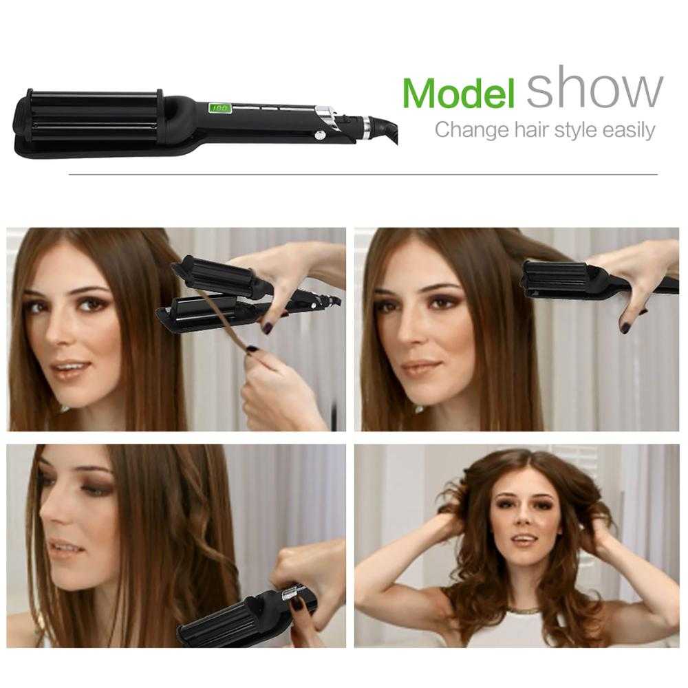 Deep Wave 32MM Hair Curling Irons Three-tube Curler Pro Hair Curling Iron For Salon &amp; Home Ceramic Curling Wand Curl Bar