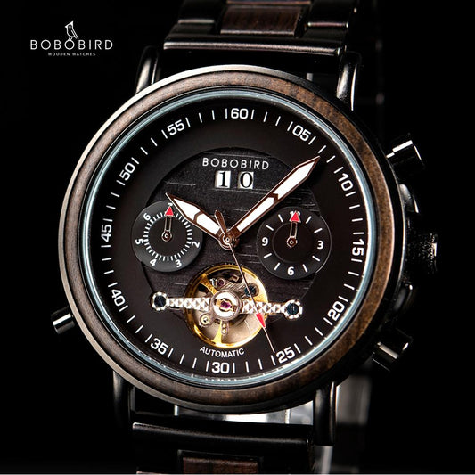 Couple Automatic Watches Wooden Stainless