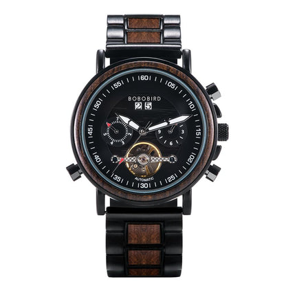 Couple Automatic Watches Wooden Stainless
