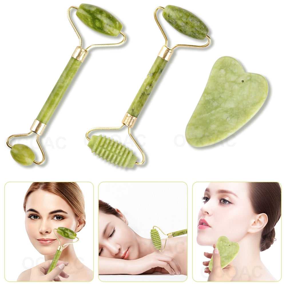 2pcs Jade Roller  Massager Face Slimmig Rollers Lift Anti Wrinkle Facial Beauty Skin
