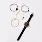 Watch Set Women 5pcs Woman Quartz Wristwatch Leather
