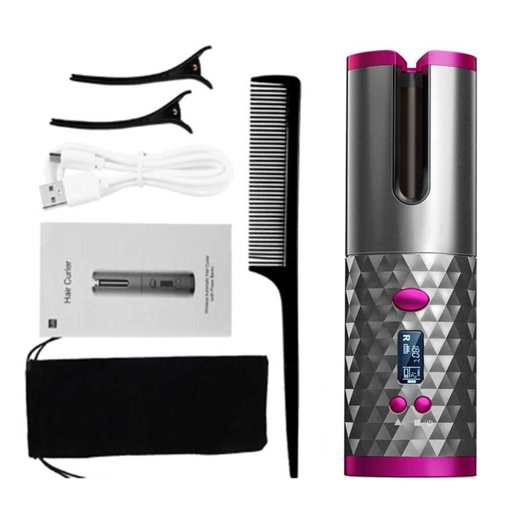 Cordless Automatic Hair Curler Portable Wireless USB Rechargeable Auto