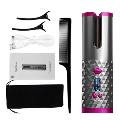 Cordless Automatic Hair Curler Portable Wireless USB Rechargeable Auto