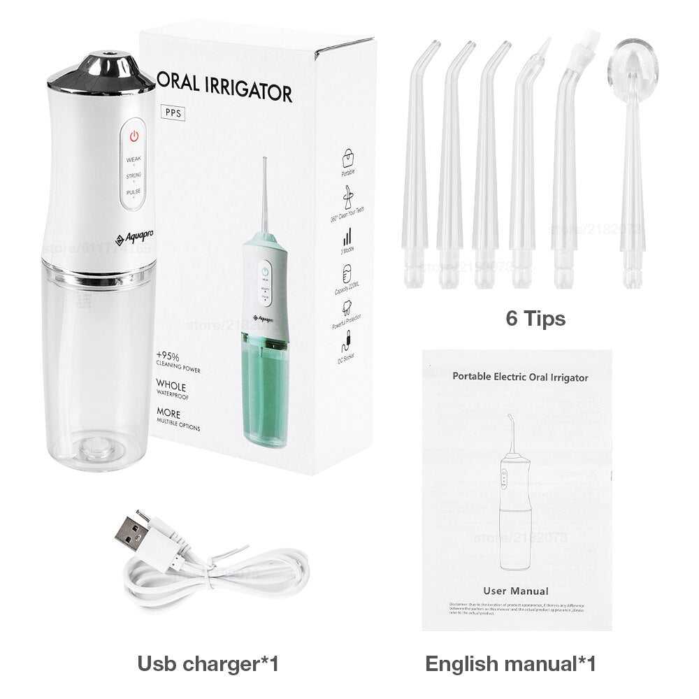 Oral Irrigator USB Rechargeable 3 Modes Dental Water 6 Jets 240ml Portable Water Thread For Teeth Stone Removal