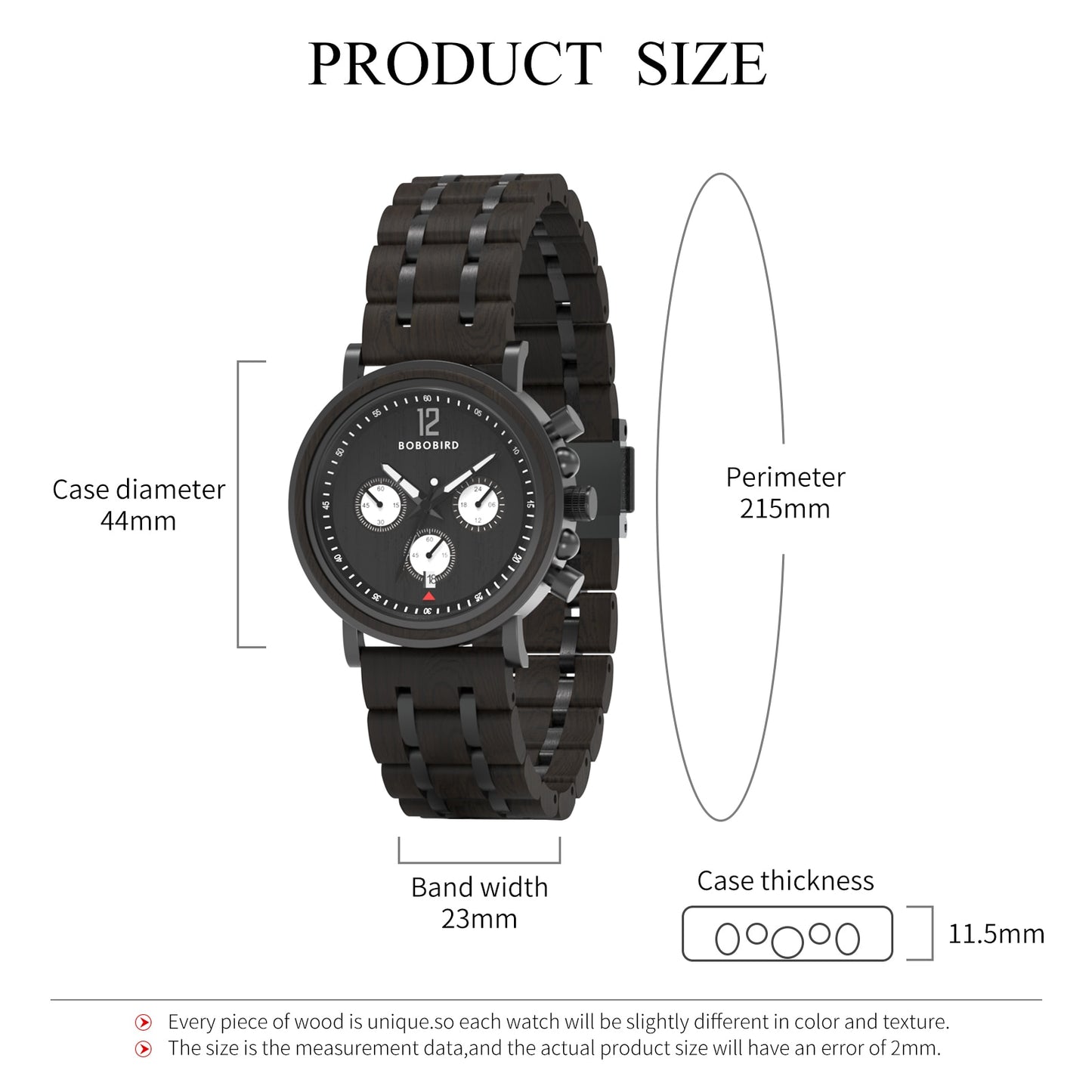 Wood Watch Men Chronograph Military
