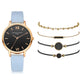 Watch Set Women 5pcs Woman Quartz Wristwatch Leather