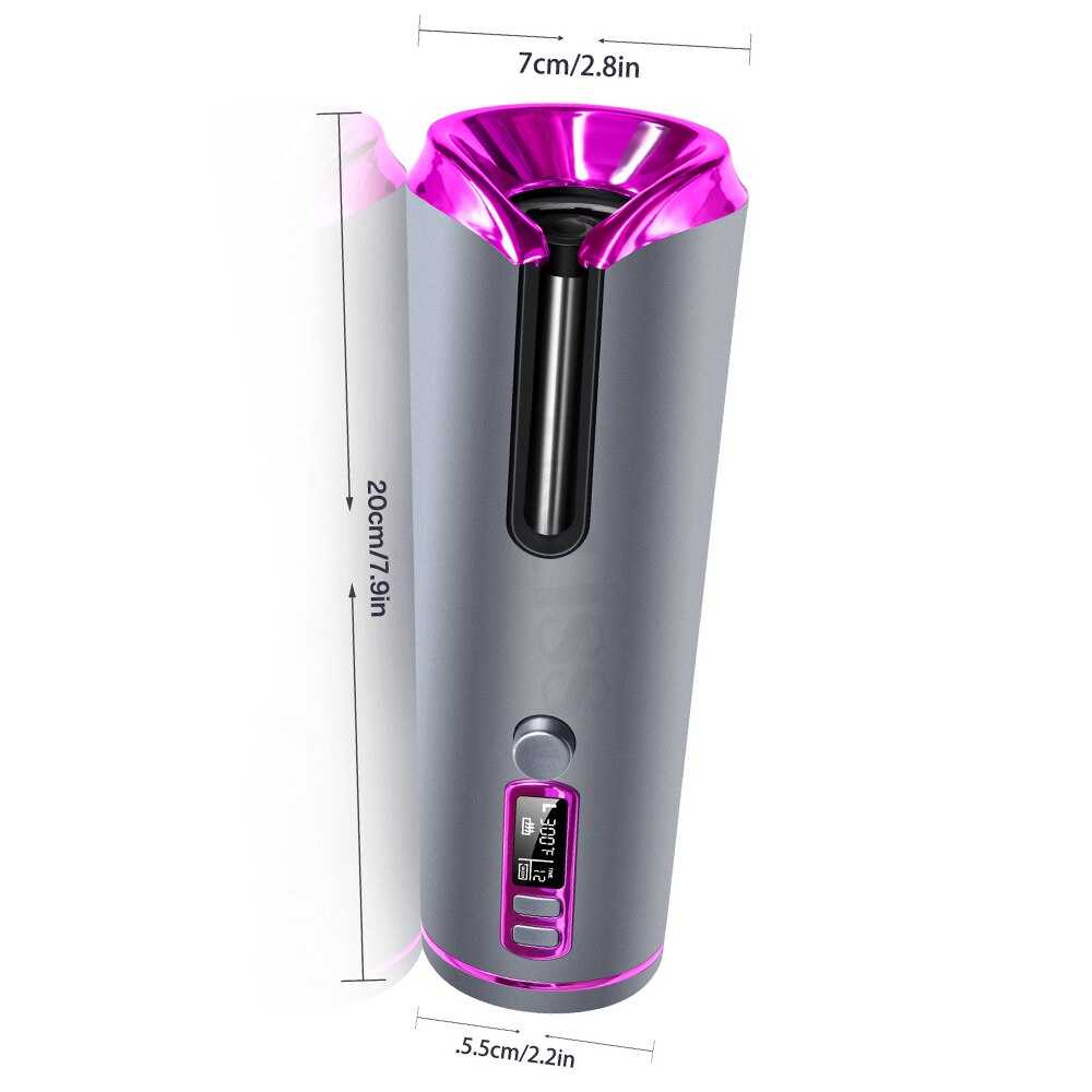 Cordless Automatic Rotating Hair Curler Ceramic Curling Iron LED Display
