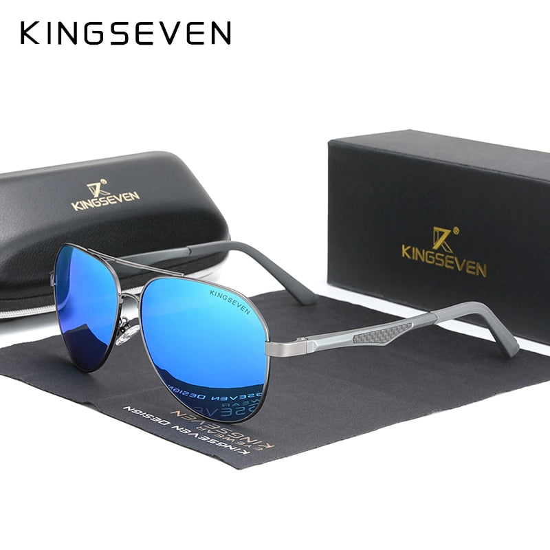 KINGSEVEN 2021 Driving Men&#39;s Polarized Sunglasses Aluminum Temples Pilot Sun Glasses For Men UV400 Anti-Glare Retro Eyewear