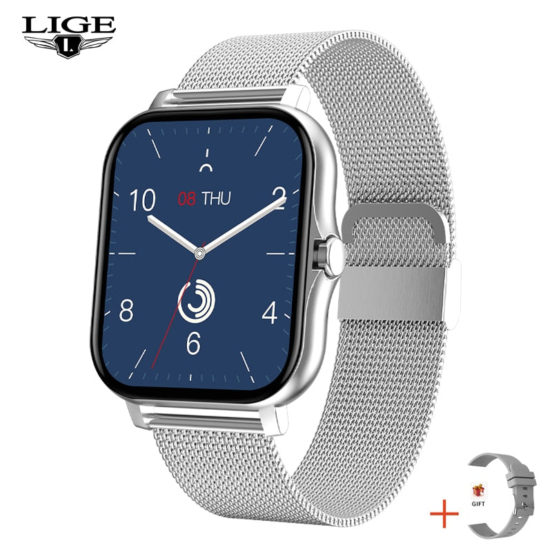 LIGE New Bluetooth Call Smart watch Women Full touch Screen