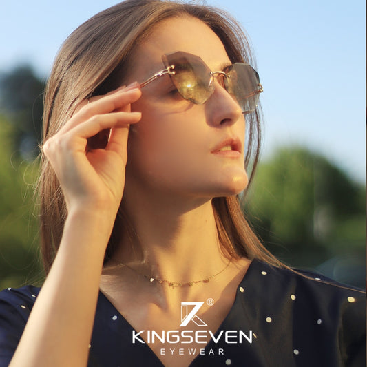 Design Vintage Rimless Cat Sunglasses Women Men Retro