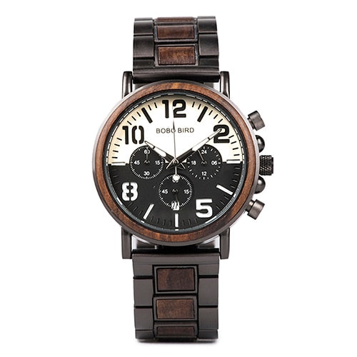Wooden Stainless Steel Watch Men Water