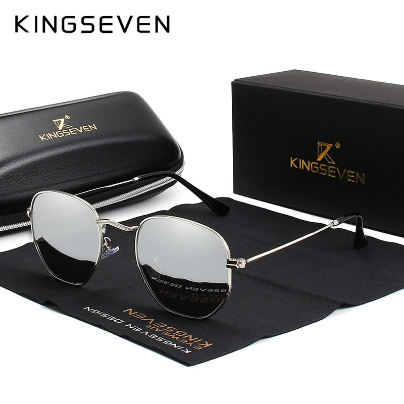 Classic Reflective Sunglasses Men Hexagon Retro