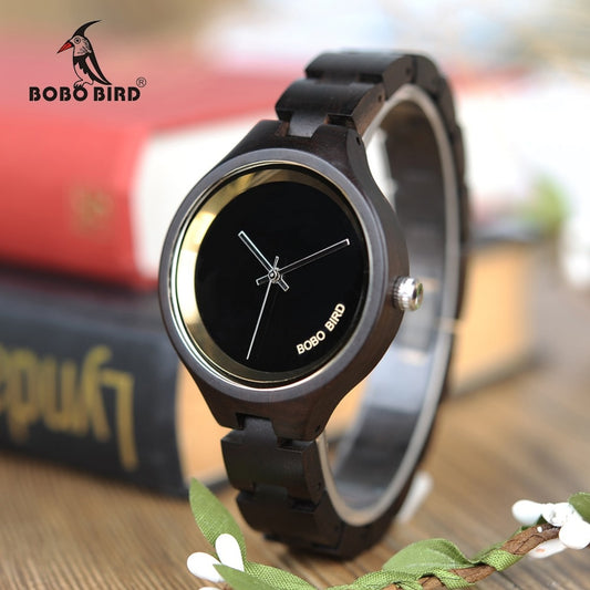 Wood Women Watch Wooden Band Exquisite Quartz