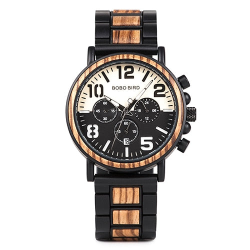 Wooden Stainless Steel Watch Men Water
