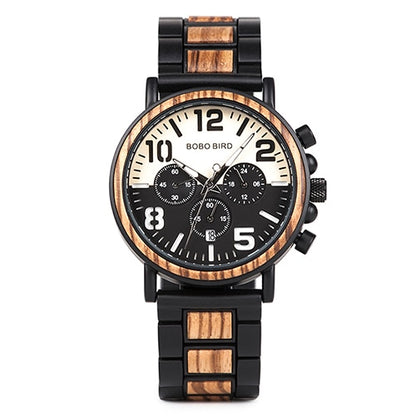 Wooden Stainless Steel Watch Men Water