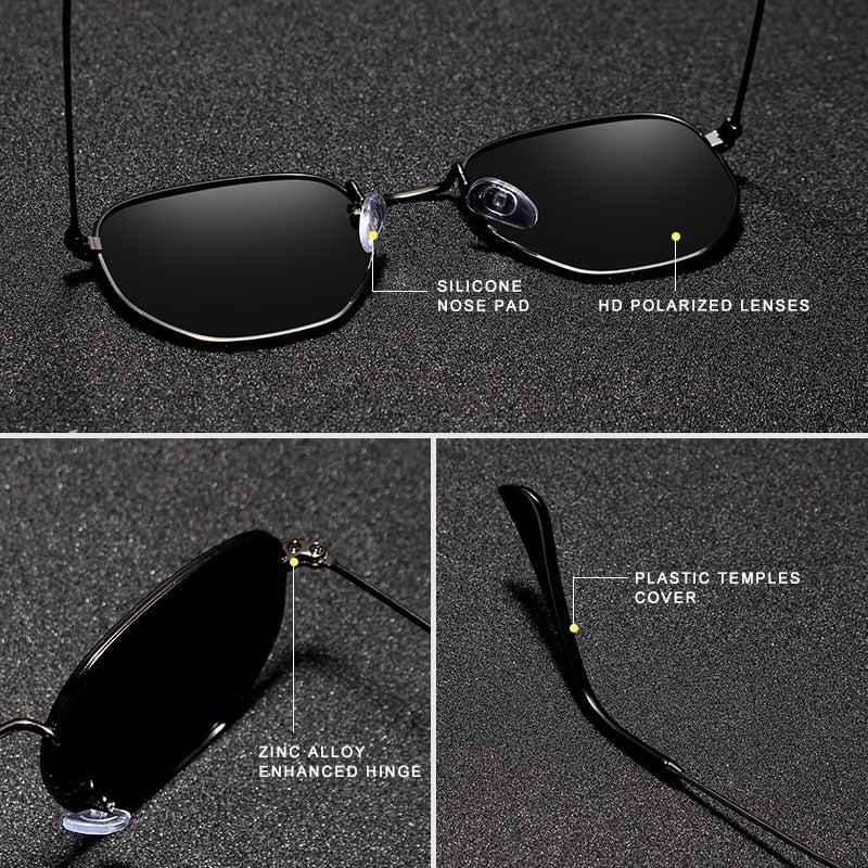 Classic Reflective Sunglasses Men Hexagon Retro