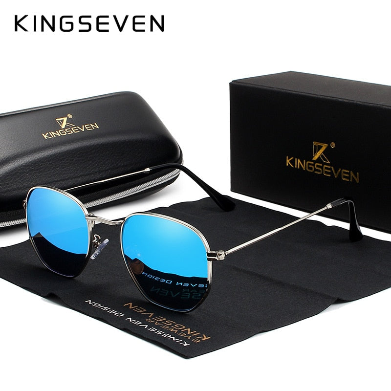 Classic Reflective Sunglasses Men Hexagon Retro