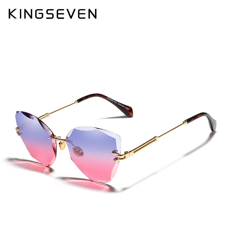 Design Vintage Rimless Cat Sunglasses Women Men Retro