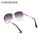 Women Rimless Pilot Sunglasses Blue Gradient Lens UV400 Protection