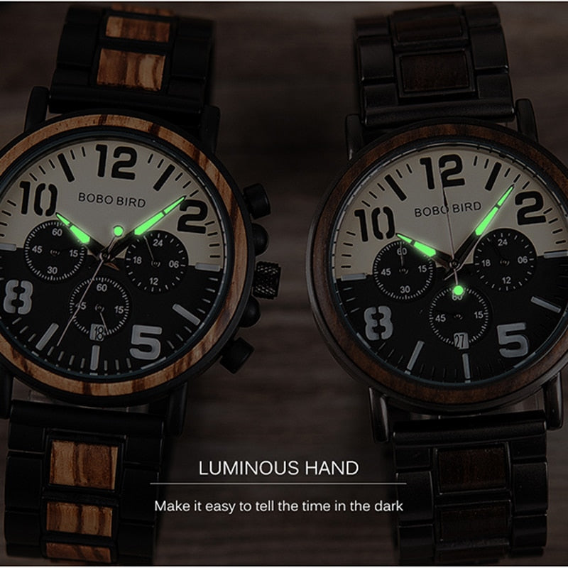 Wooden Stainless Steel Watch Men Water