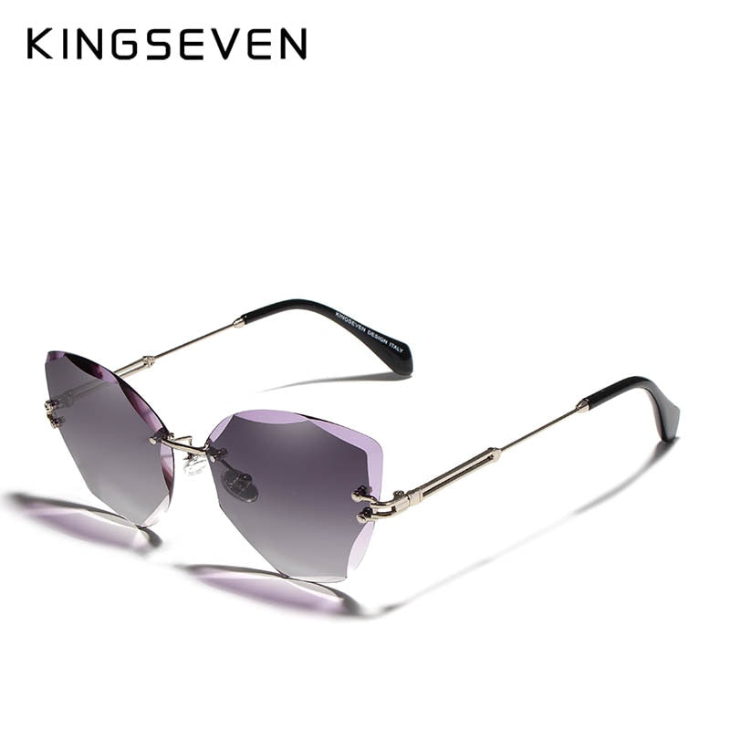 Design Vintage Rimless Cat Sunglasses Women Men Retro