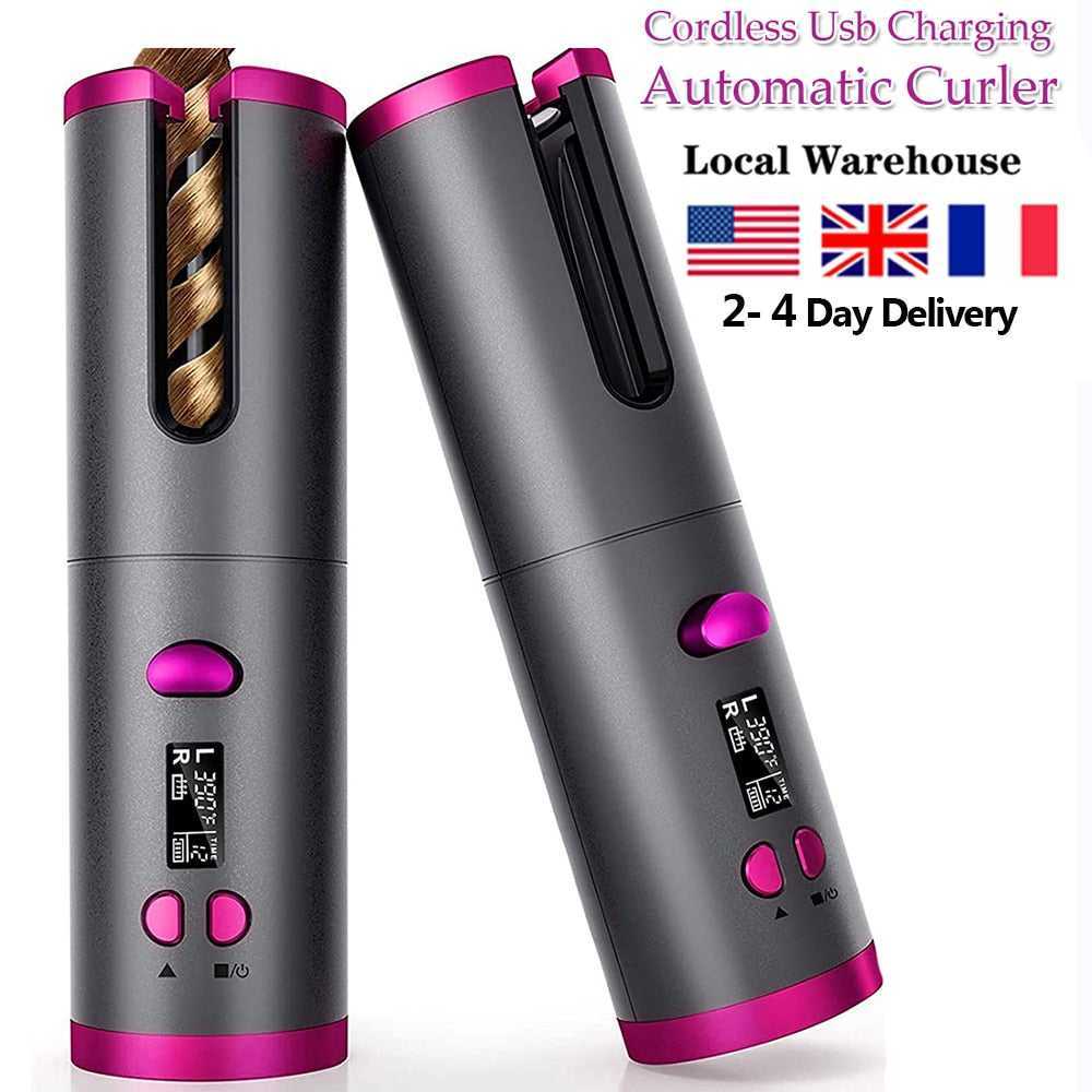 Cordless Automatic Hair Curler Portable Wireless USB Rechargeable Auto