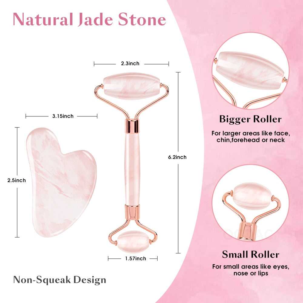 2/1pcs Gua Sha Massager for Face Rose Quartz Jade Roller Beauty