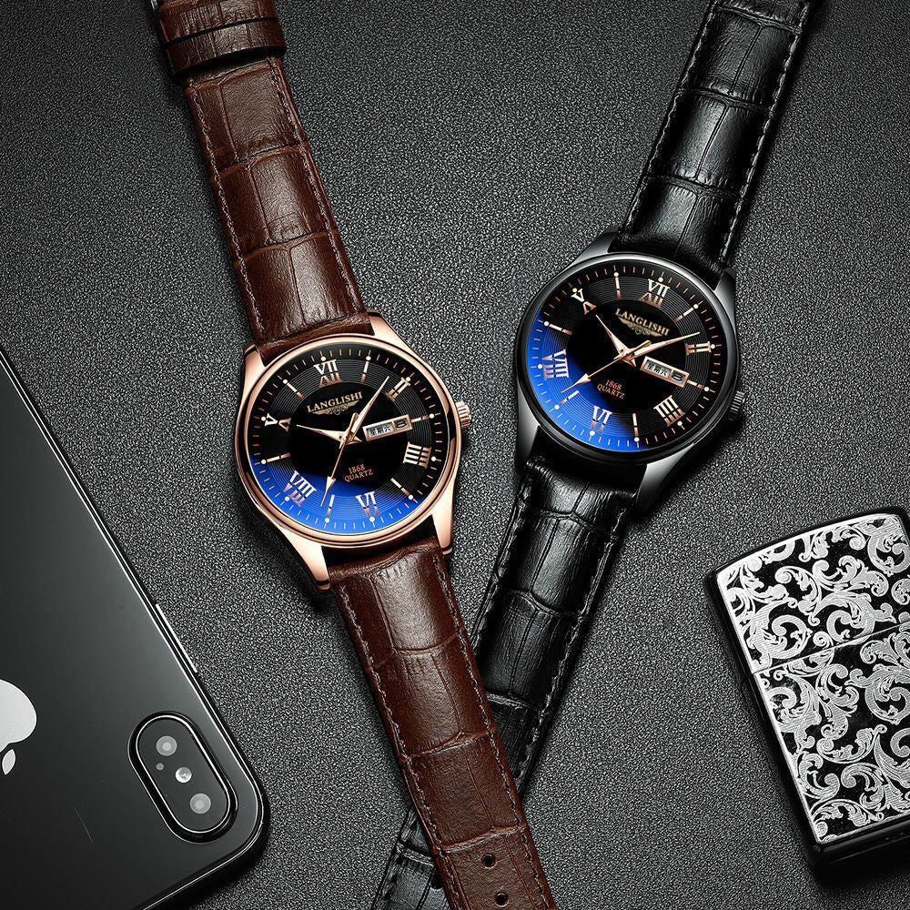Fashion Man Watch Leather Top Brand Luxury Watches Waterproof