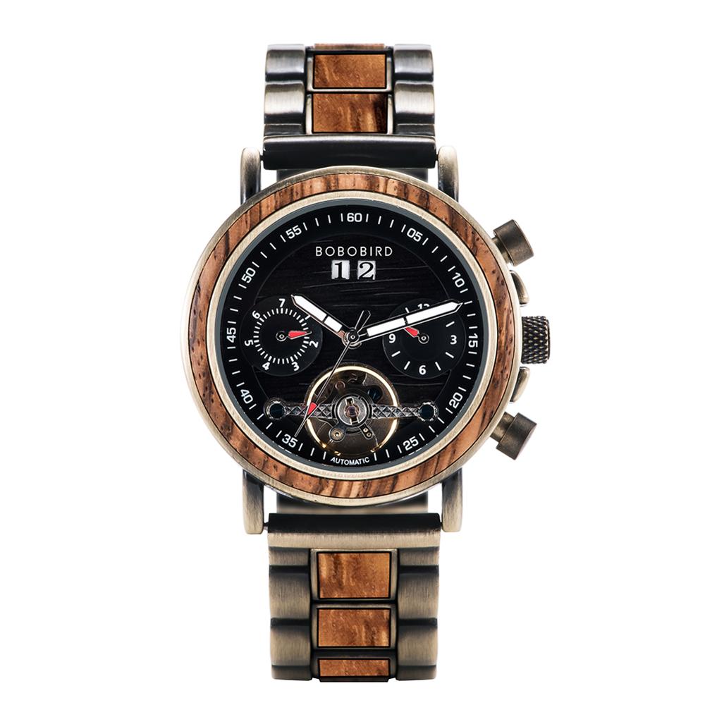 Couple Automatic Watches Wooden Stainless